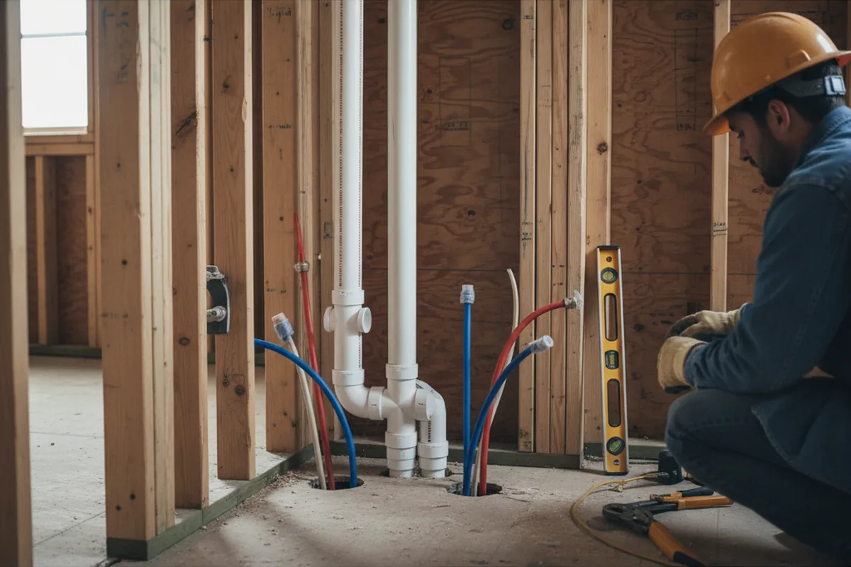 Drain and supply rough-in during Leak Detection in Clyde